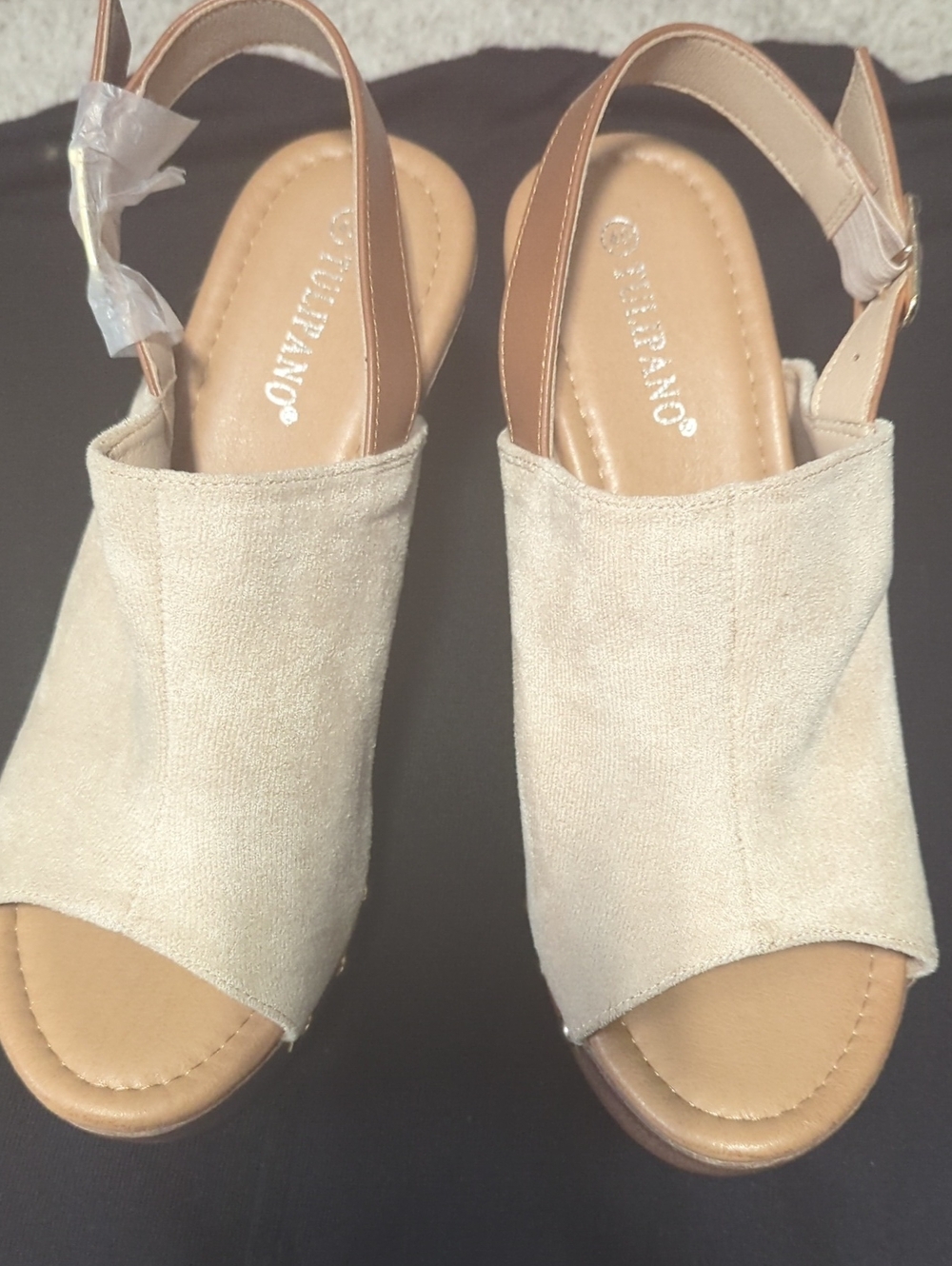 Beige Open-Toe Slingback Heels for Women